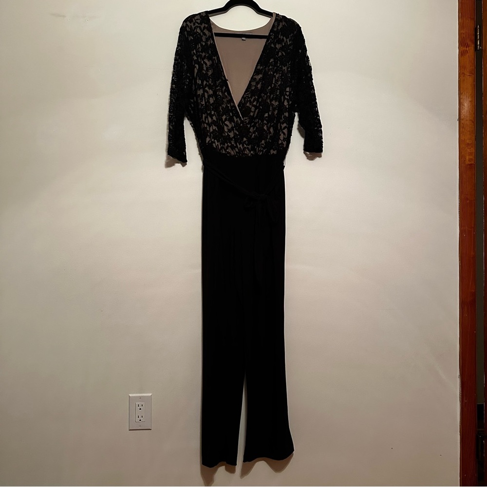 NY Collection Black Lace Jumpsuit
